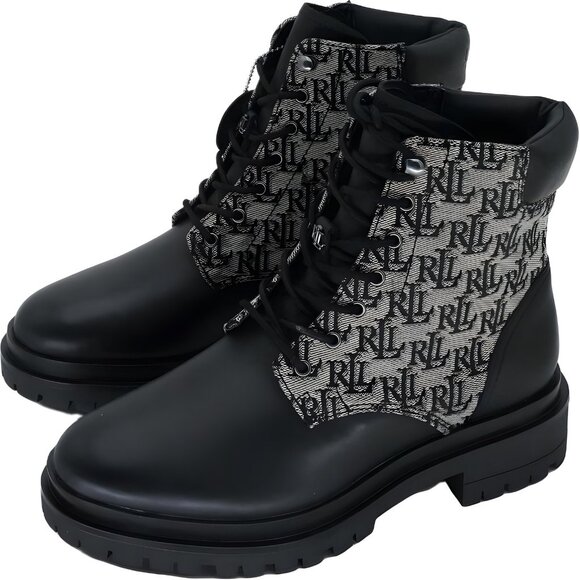 Lauren Ralph Lauren Carlee Lug-Sole Bootie Black Logo Womens US 7M - Picture 2 of 6